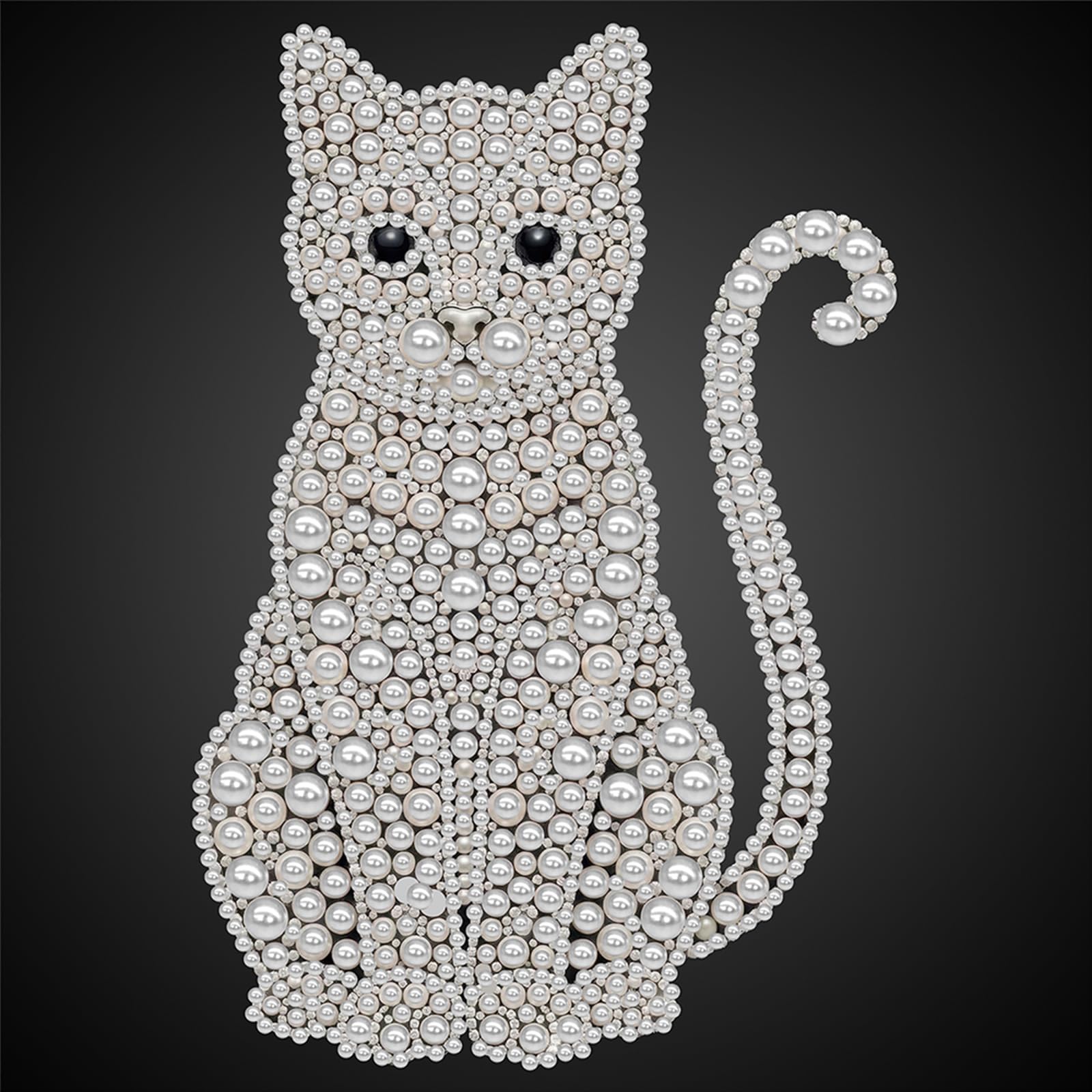 POETRYDRAW Kitten DIY Pearl Painting Kits for Adults Beginners Home Wall Decor Pearl Gem Paintings Picture Arts Craft 25x25cm Without Frame (Kitten)