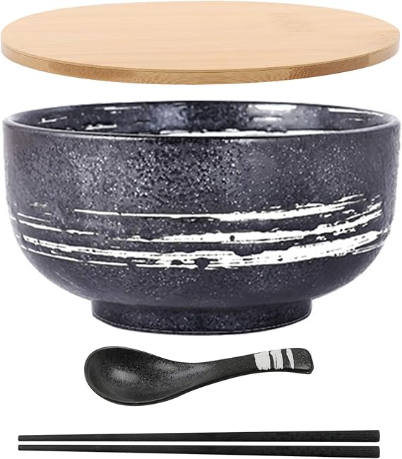 Ramen Bowl, Japanese Bowl with Lid Spoon, Vintage Ramen Bowl Rice Bowl