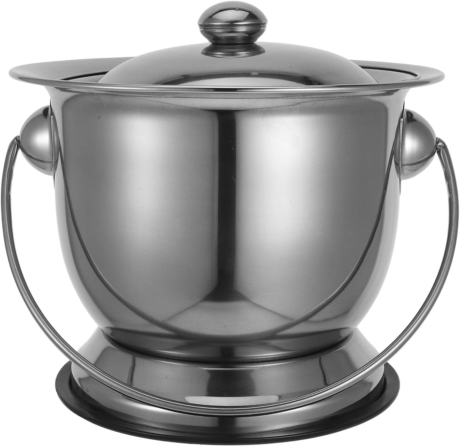 Stainless Steel Elder Urine Pot with Lid and Non-Slip Ring, Thickened Adult Potty for Home, Travel, and Camping Use, Portable Medical Urinal for Seniors and Pregnant Women