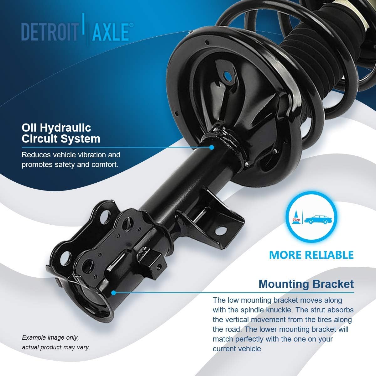 Detroit Axle - Front Right Strut for 07-10 Kia Magentis Optima Rondo, Passenger Side Strut w/Coil Spring Assembly 2007 2008 2009 2010 Replacement Quick Install Ready Shock