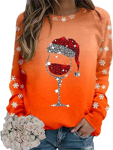 Miniatura 4 de SNKSDGM Sudadera divertida de manga larga para mujer, con cuello redondo, diseño navideño, diseño navideño