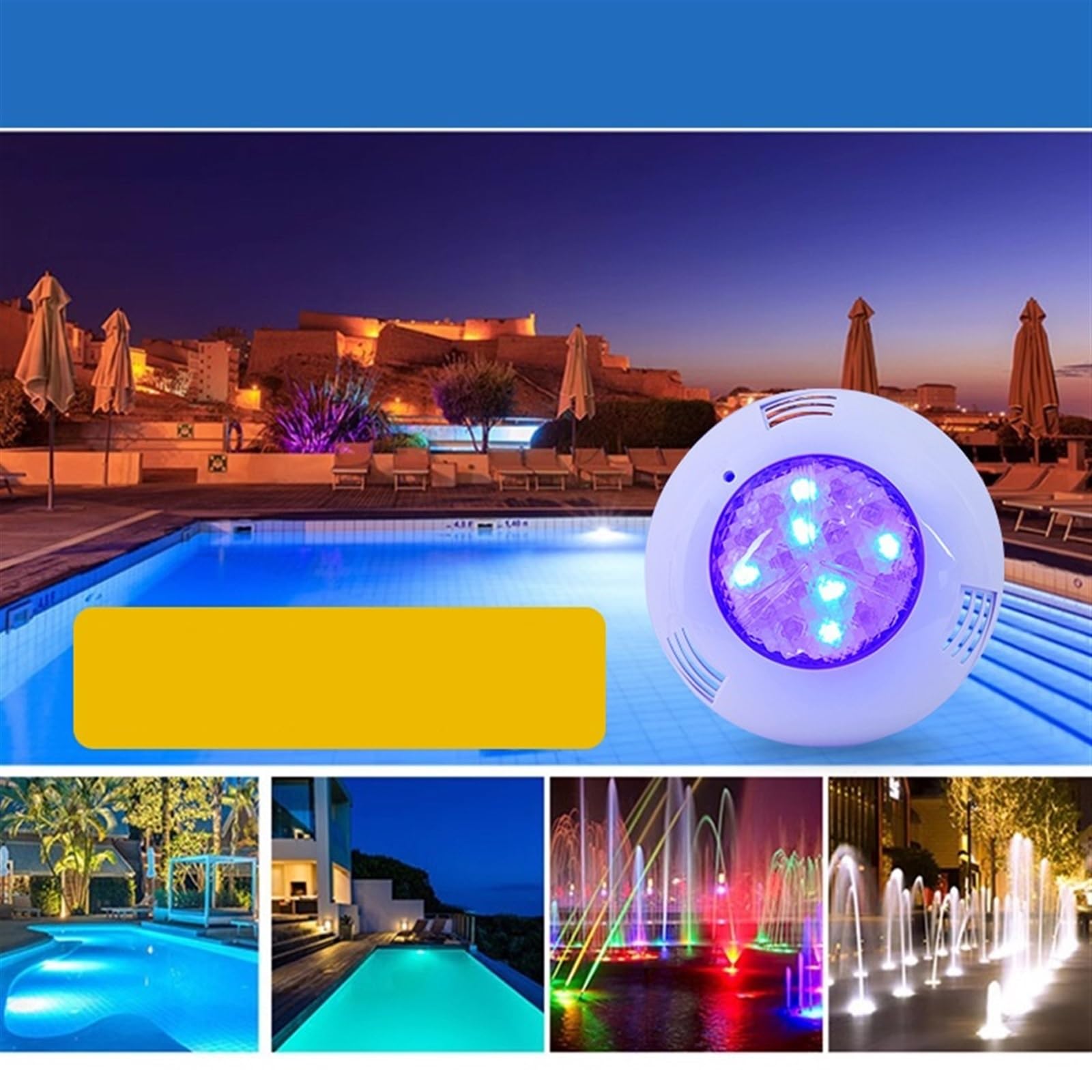 EDEDE Luci Piscina, Luce Subacquea a LED Luce Esterna Impermeabile IP68 Luce for Piscina 12V Telecomando Wireless Luce Colorata RGB for Piscina(500mm,230mm-9W)