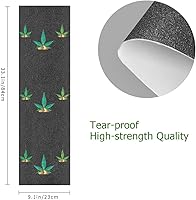 Vista 3 de Cinta de agarre para monopatín de hoja de cáñamo de marihuana verde, 9 x 33 pulgadas, antideslizante