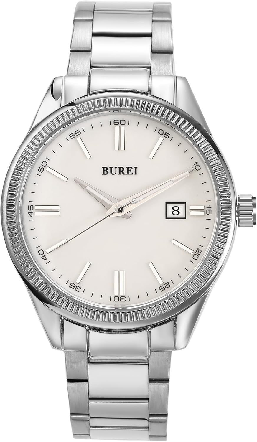 BUREI Mens Watches Fashion Stainless Steel Quartz Watches for Men,Waterproof Luxury Dress Design, Gifts for Men