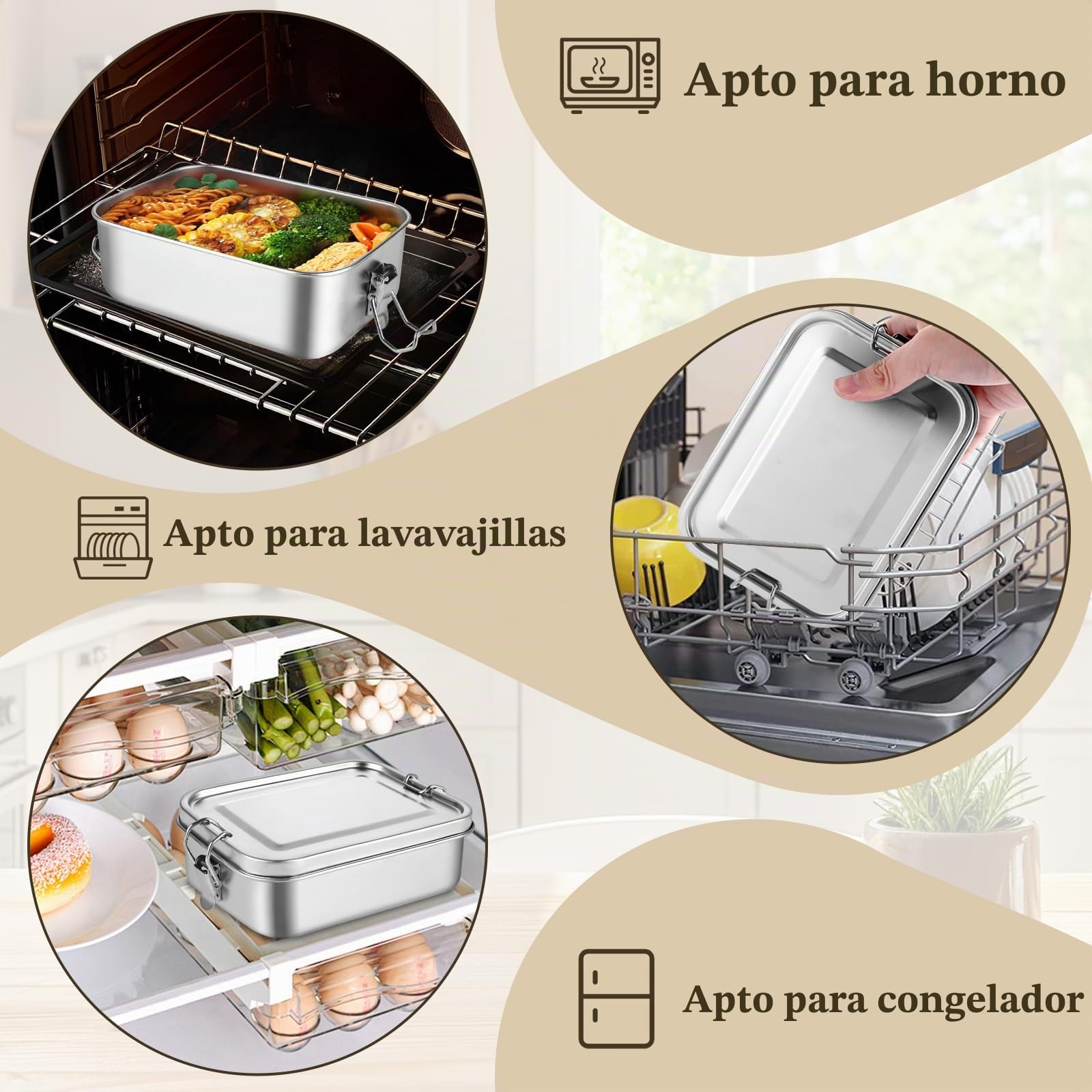 DAJAVE 4 piezas de fiambrera de acero inoxidable 850ml de acero inoxidable Bento Box, Bento Box para niños y adultos, a prueba de fugas y con anillo de sellado, recipientes para comida preparada