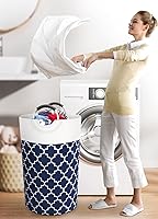Vista 6 de Cesta grande de lavandería con bolsa de lavandería plegable, cesta de lavado, bolsa de ropa plegable, alta con asas, resistente al agua