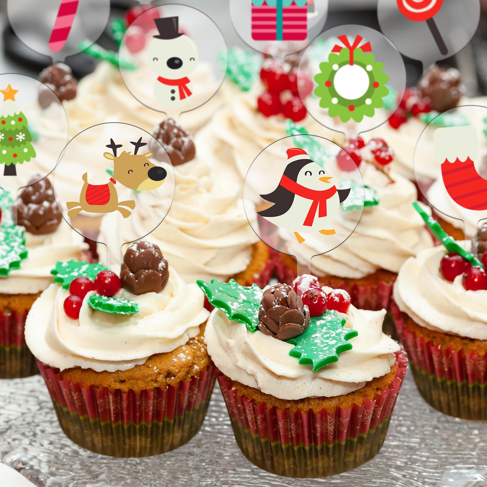 Suzile 200 Pcs 2-Inch Round Acrylic Cake Toppers - Clear DIY Cupcake Decorations