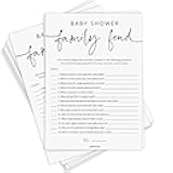 Baby Shower Games - 50 Baby Shower Family Feud Game Cards, Boy or Girl, Gender Neutral, Minimalist