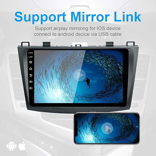 Miniatura 7 de Para 2010-2013-Mazda-3 Radio, Carplay inalámbrico incorporado y Android Auto 1280 * 720 Pantalla táctil del coche estéreo navegación GPS Bluetooth