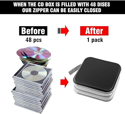 Miniatura 4 de Funda para CDDVD, capacidad 48, negro, plástico, portátil, ligera