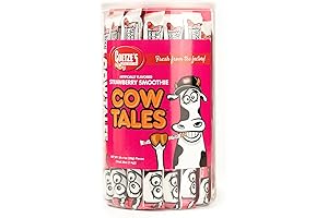 Cow Tails Candy - 2.25 Pound Canister - Fresh Strawberry Smoothie
