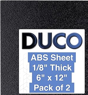 Duco ABS Plastic Sheet 1/8" (3.2 mm) Thick 6" x 12" - 2 Pack of USA-Made Textured & Matte ABS Black Sheet - Heat Moldable Plastic Panel for Home Decor, Crafts, Robotics, DIY Projects and Industrial