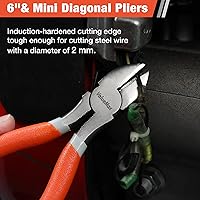 Vista 4 de ValueMax 6-Piece Pliers Set, Includes 6 Inch& 4-3/4 Inch Long Nose, 6 & 4-1/4 Inch Diagonal, 6" Slip Joint, 8" Groove Joint Pliers, Dipped Handle