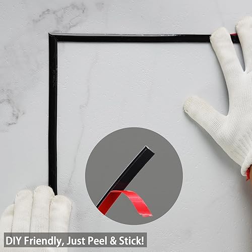 Miniatura 2 de Hungbak Moldura para pared, techo, espejo, borde de azulejos, muebles y decoración del hogar (negro brillante, 32.8 ft x 0.4 in)