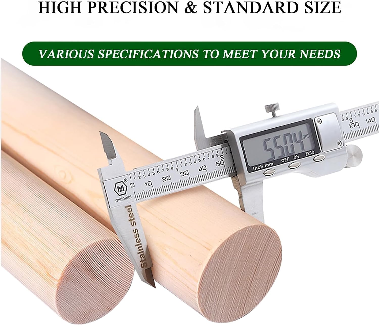 2Pcs Unfinished Hardwood Dowel Rods, 10-40mm Diameter, Wear-Resistant Solid Wood Sticks for Art Projects & Home DIY(Diameter: 30mm)