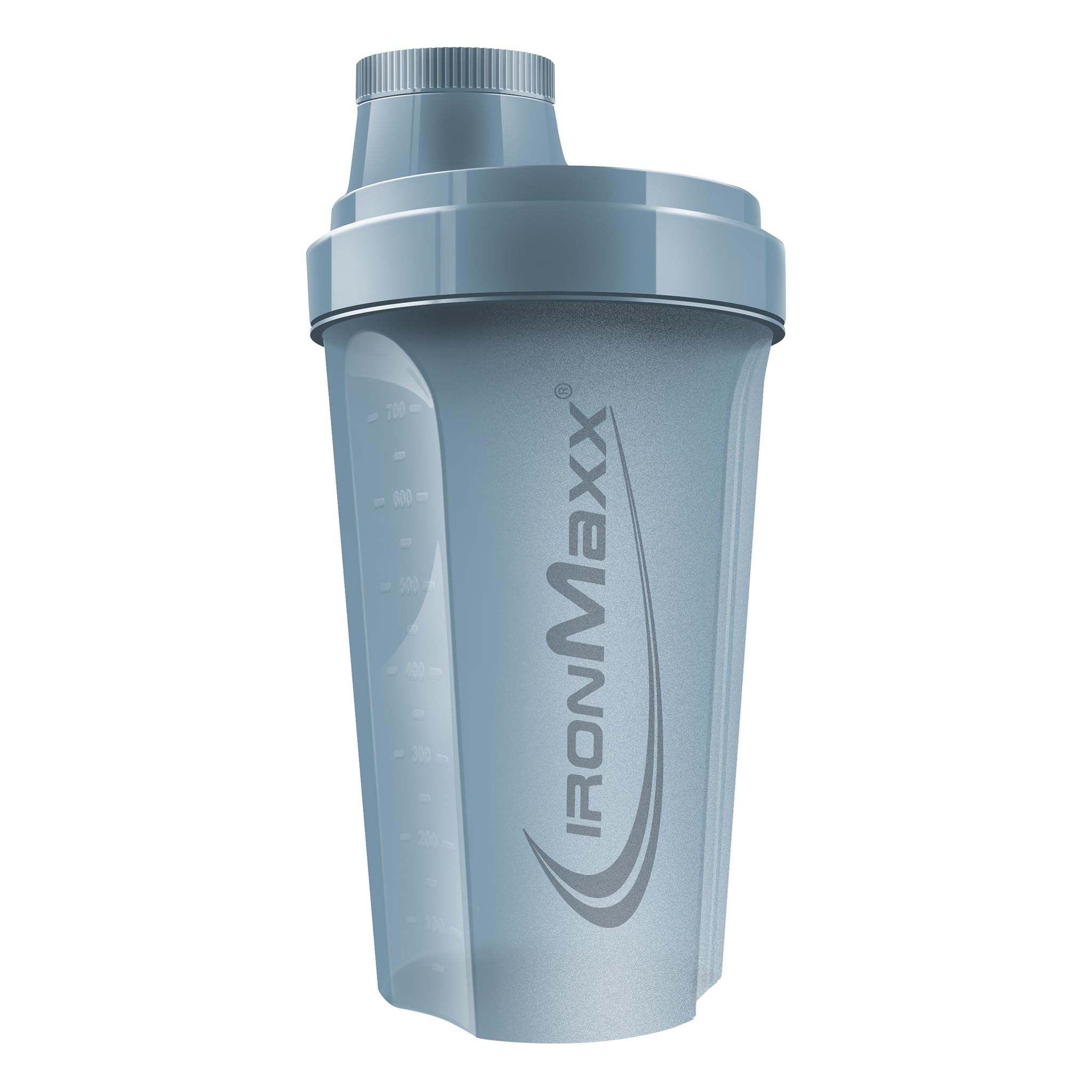 IronMaxx 700ml Protein Shaker Kyanite Blue con tappo a vite, setaccio e scala di misurazione, borraccia da palestra a tenuta stagna per proteine idrolizzate, senza BPA e plastificanti DEHP