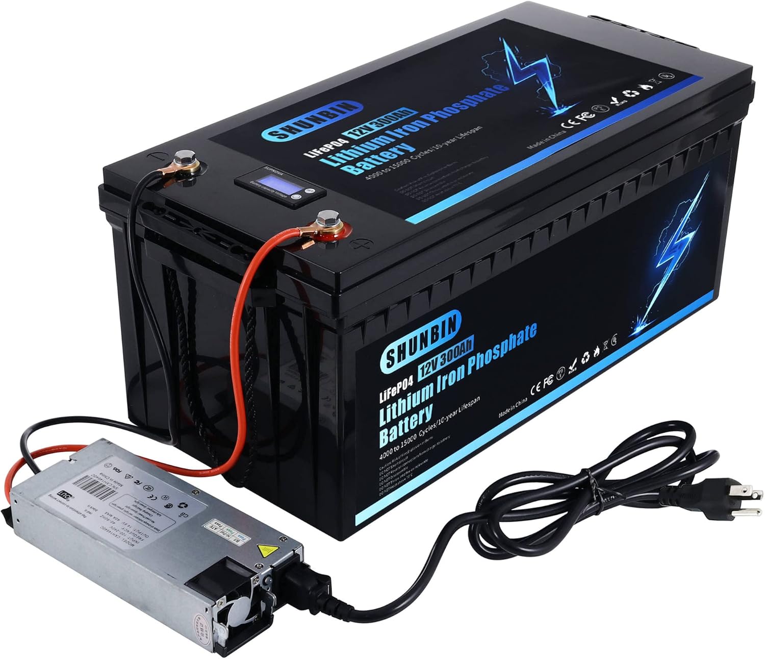 SHUNBIN Lifepo4 300ah 12V Lithium Iron Phosphate Battery Builtin 200A