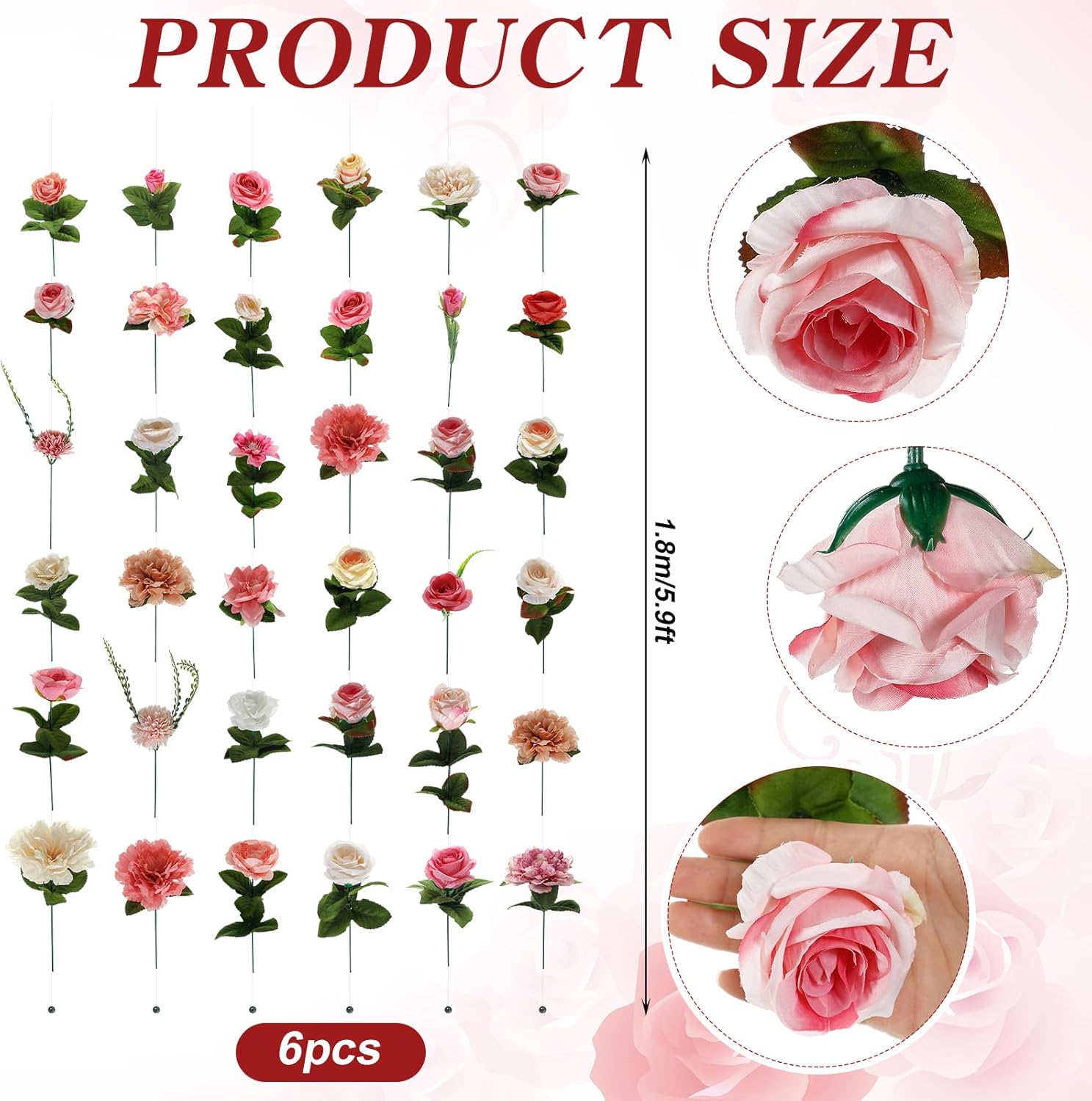 XunYee 6 Pcs 35.4 ft Flower Garlands Artificial Wildflower Vines Floral Hanging Backdrop Fake Flower Garlands Faux Silk Wildflower Vine for Wedding Bridal Shower Home Garden Wall Arch Decor(Pastel)