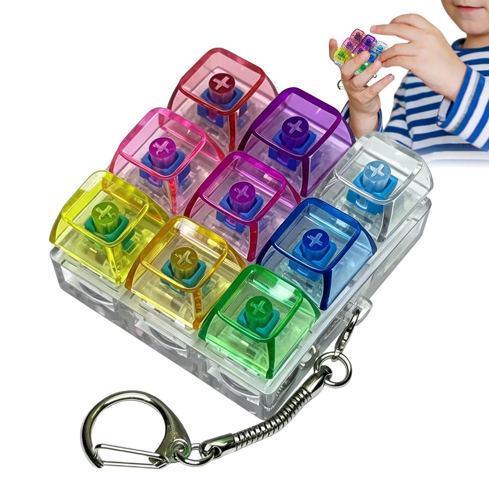 Klawiatura Fidget | 9 sensorycznych przycisków | Zabawka antystresowa z kliknięciem ze światłem, do szkoły pracy, domu, samochodu, samolotu, podróży, na imprezę