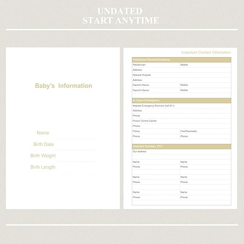 Miniatura 5 de Agenda de cuidado diario del bebé, libro de registro A5 para bebé recién nacido para seguimiento de la rutina diaria, 152 páginas fáciles de usar