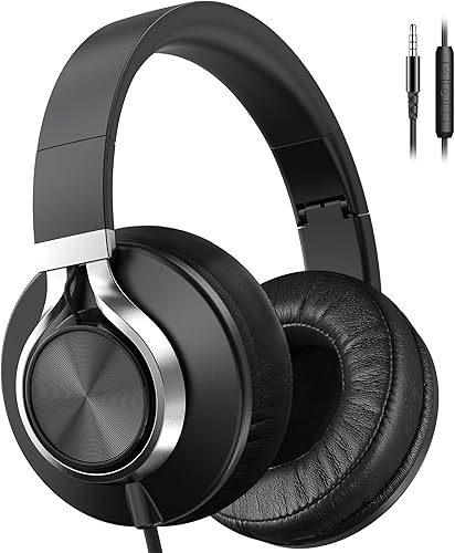 Miniatura 8 de AILIHEN Auriculares con cable con micrófono y control de volumen, aislamiento de ruido sobre la oreja para adultos y adolescentes, plegables