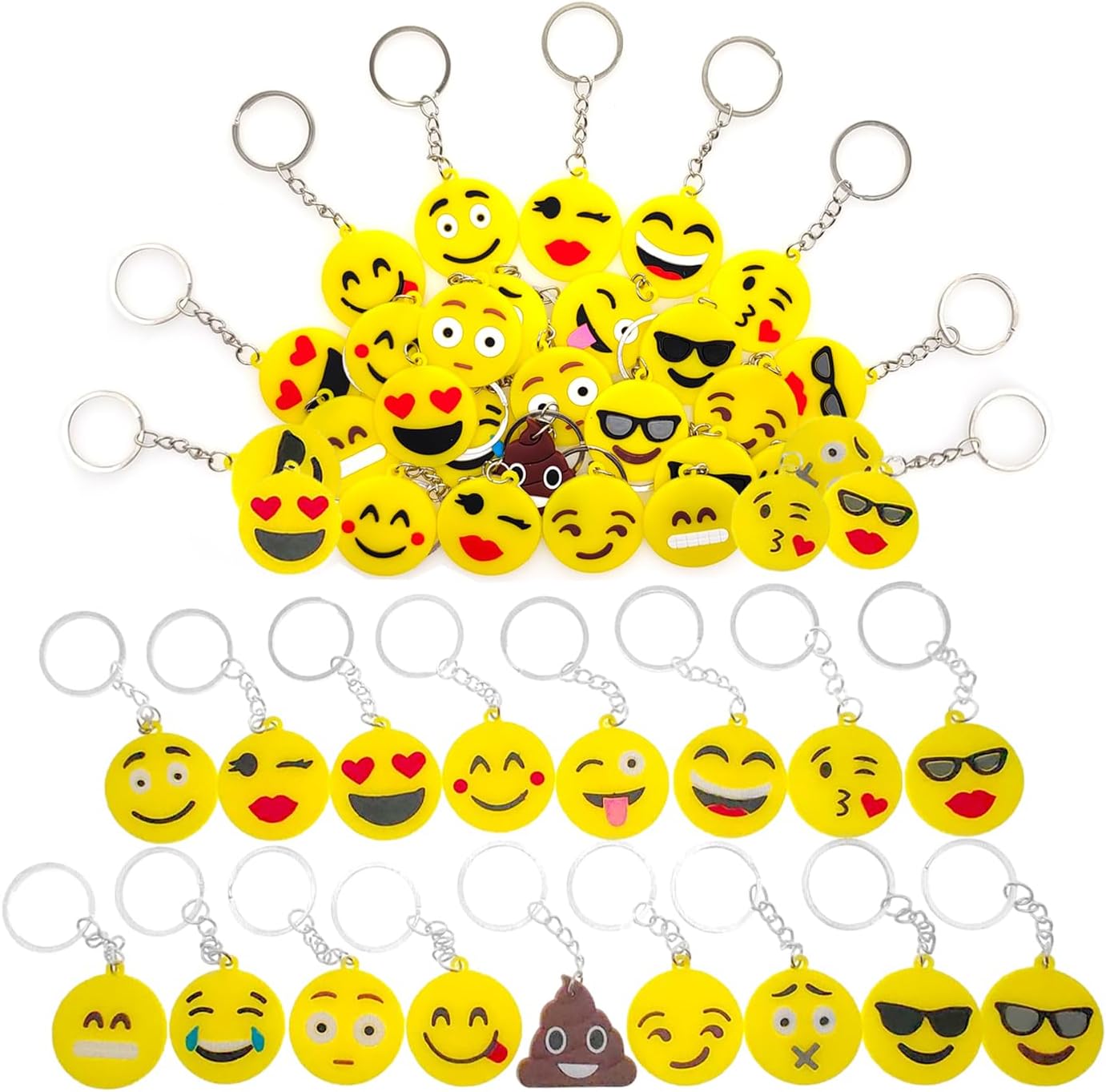 MEIYIFANMEIYIFAN 34 Pieces Emoji Mini Keychain,Key Chain Decorations,Emoji Keychain,Emotion Keyring Decorations for Birthday Party,Home Decoration Classroom Rewards and Party Favor