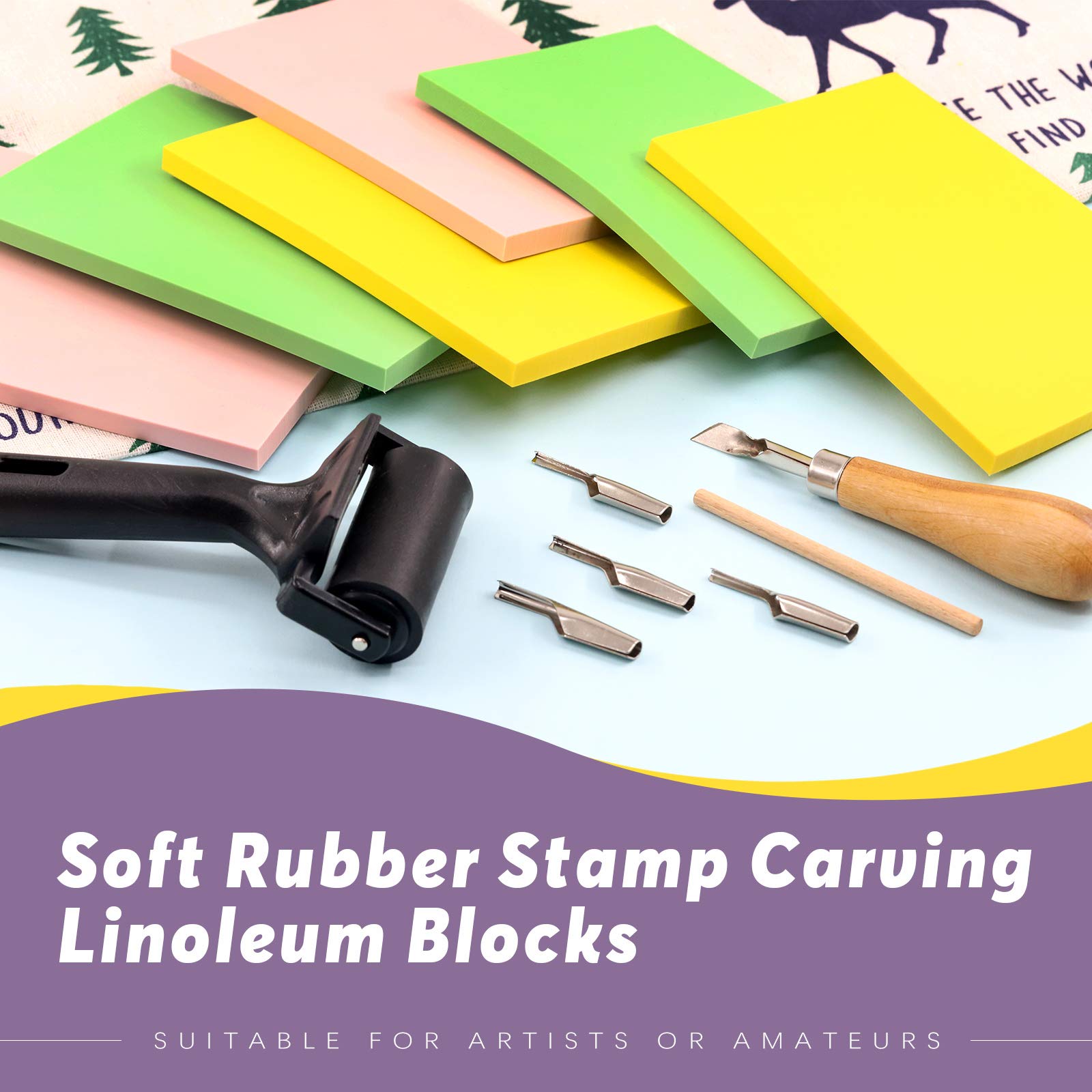 Swpeet 8 stuks Carving Rubber Gereedschap, 6 Stks Scrapbooking Zachte