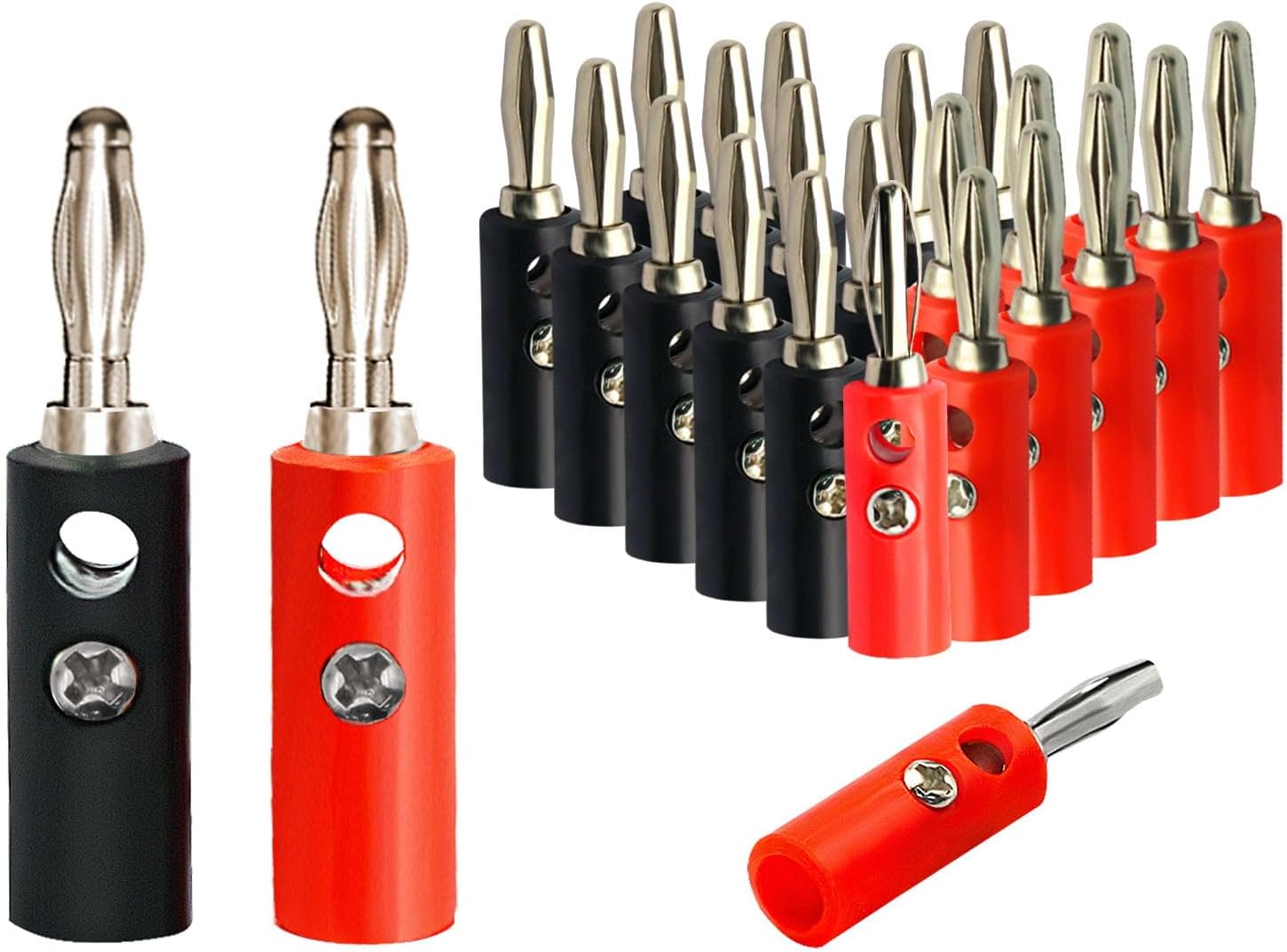 CenryKay Banana Plugs Speaker, 10 Sets (10Red + 10 Black) 4mm Audio Speaker Wire Cable Connector Cable Plugs
