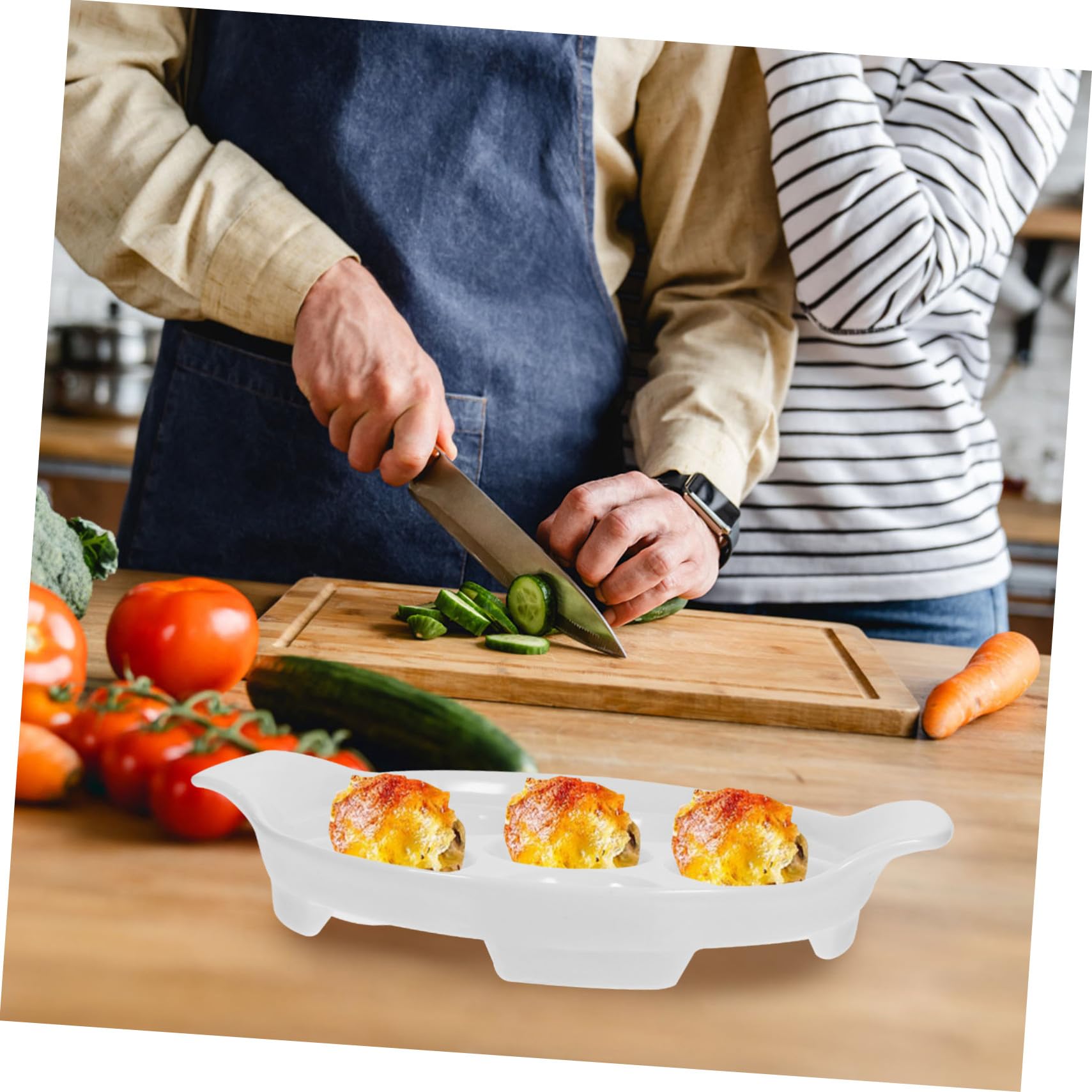 BESTYASH Platos de Cerámica para Caracoles 7 Pulgadas con Asas Dobles, Resistente a Altas Temperaturas, Ideales para Servir Mariscos y Aperitivos, Juego de 4 Piezas para Cocina Doméstica