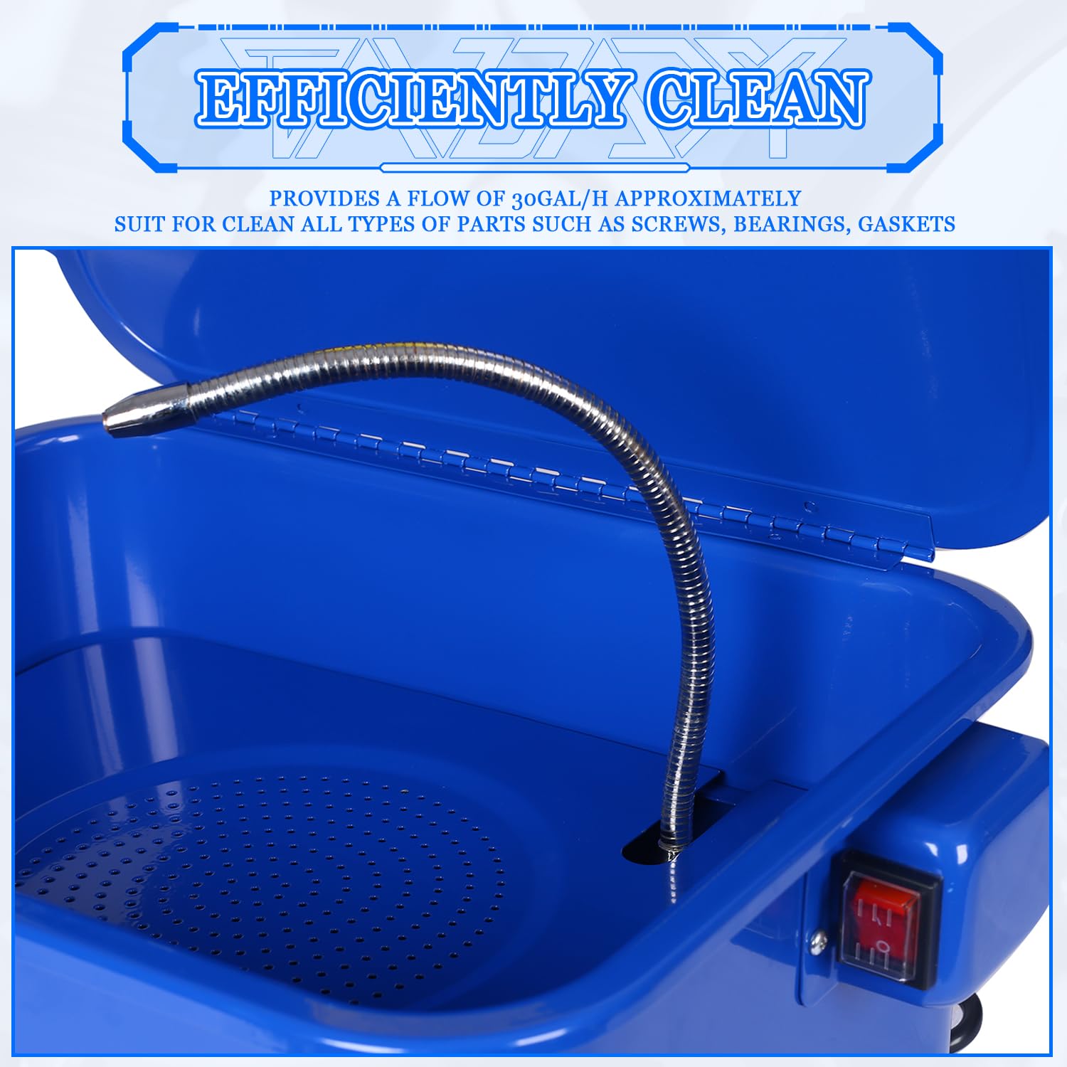 Portable 3.5 Gallon Parts Washer with 110v Pump - Automotive Parts Cleaner for Wheel Bearings, Gears, Carburetors