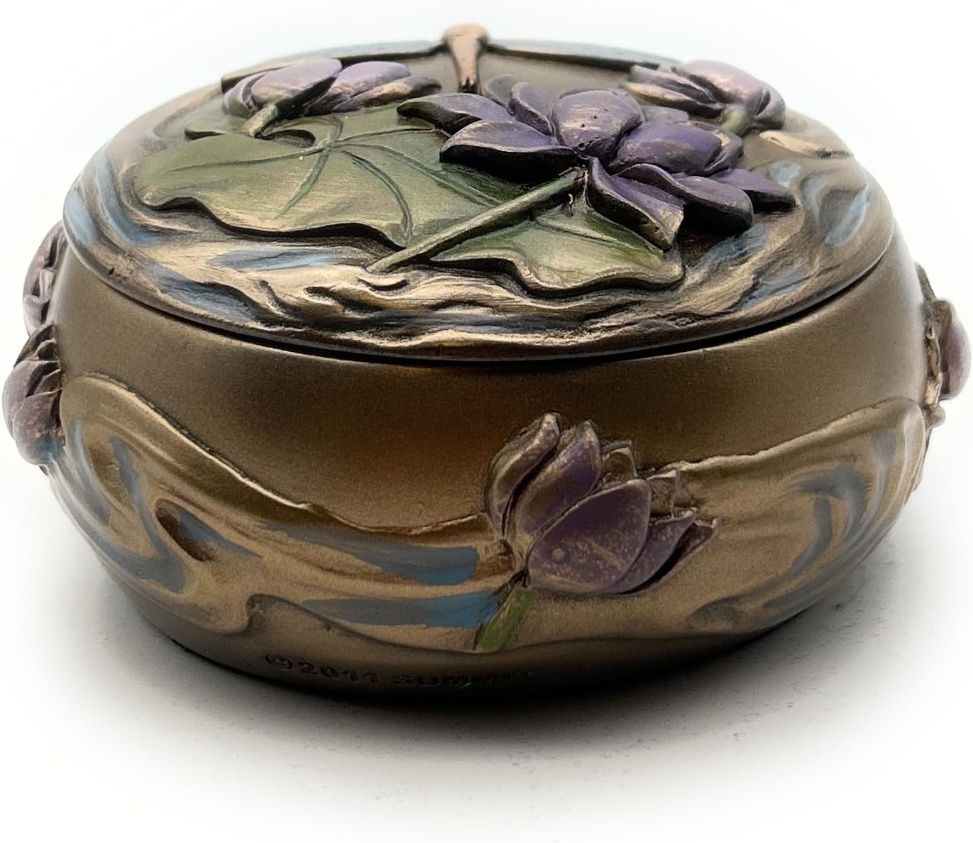RUSTIX Dragonfly Trinket Box - Art Nouveau Decorative Jewelry Box with Hand-Painted Dragonfly, Floral, and Lily Pad Design - Elegant Dragonfly Gifts for Women and Home Decor