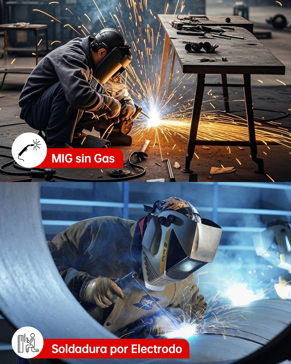 VECTOR WELDING Soldador de Hilo sin Gas 130A, Máquina de Soldar Mig sin Gas con Función de Soldadura por Electrodo, Grupo de soldar Mig Mag Portátil con Alambre, IGBT