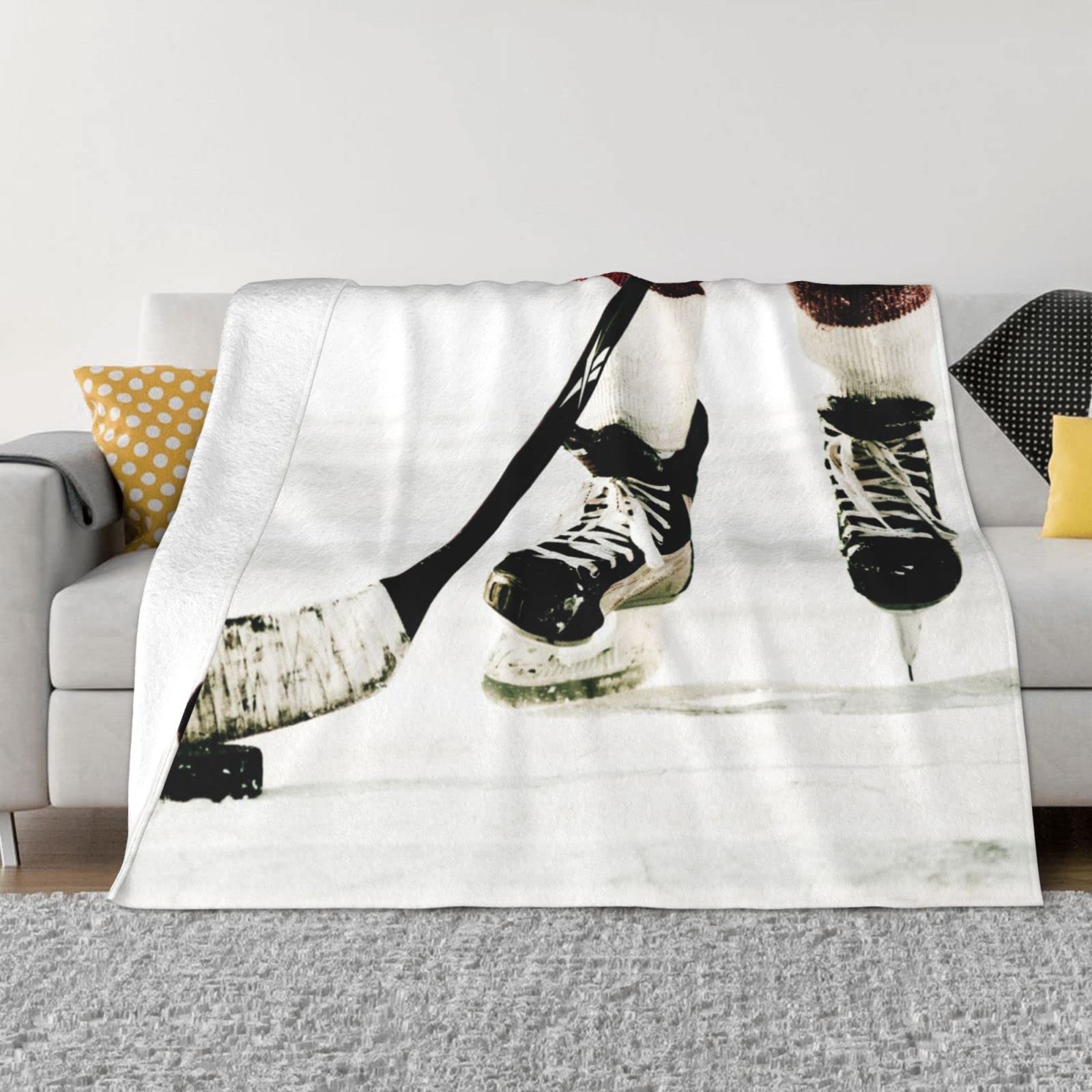 Plaid hockey sur glace couverture flanelle douce lit canapé camping toutes tailles