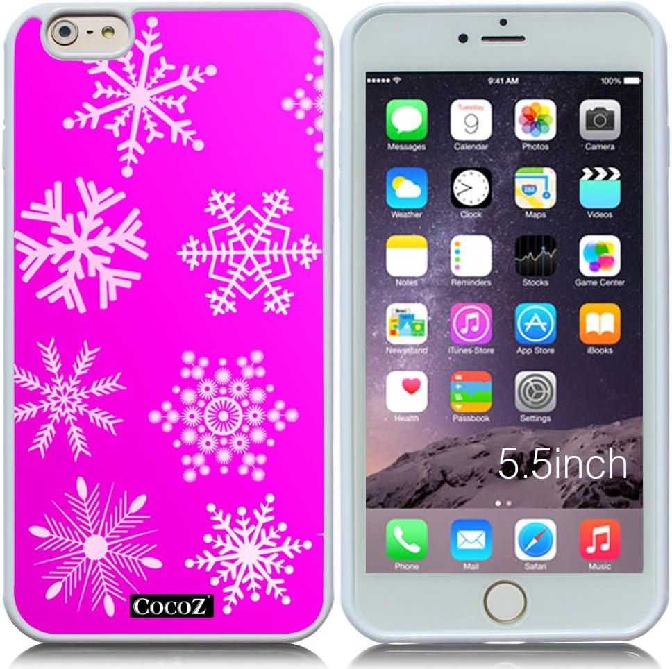 New Apple iPhone 6 Plus 5.5-inch CocoZ® Case Beautiful Christmas Snow TUP Material Case For for Apple iPhone 6 Plus 5.5-inch Release on 2014 (Rose Pink White TPU Snowflake 11)