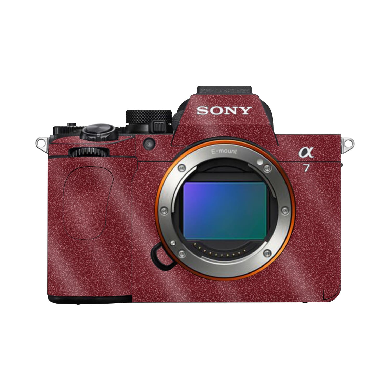 Glossy Glitter Camera Skin Compatible with Sony Alpha A7 Mark V (2025) - Solid Burgundy - Premium 3M Vinyl Protective Wrap Decal Cover - Easy to Apply | Crafted in the USA by MightySkins