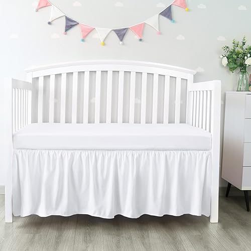 Miniatura 2 de Falda de cama de cuna ajustable hasta 14 pulgadas, compatible con sábanas de cuna y cama para niña, paquete de 2 unidades