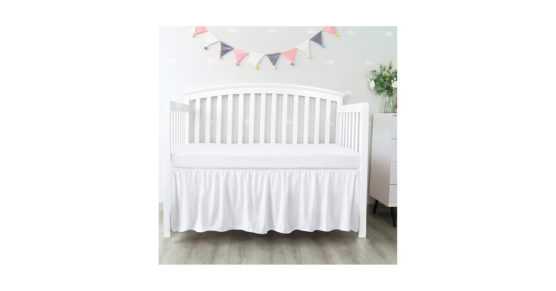 Ivory Crib Bed Skirt 28" X 52" With 14" Drop - Dust Ruffle Crib Skirt