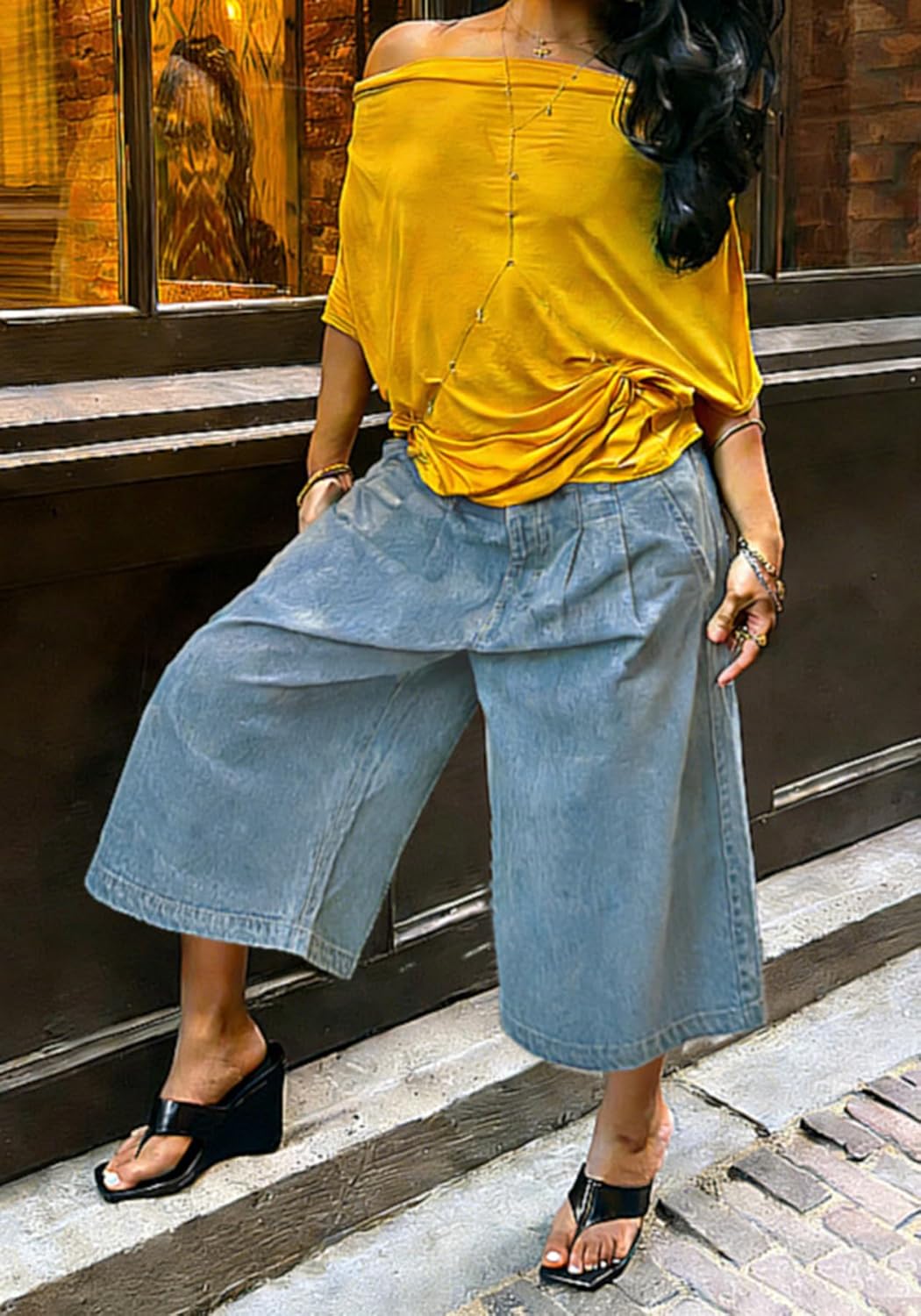 Tbahhir Baggy Cargo Jeans Camo Women Camouflage Jean Cropped Wide Leg Denim Pants Army Fatigue Trousers Dressy Casual - Image 2