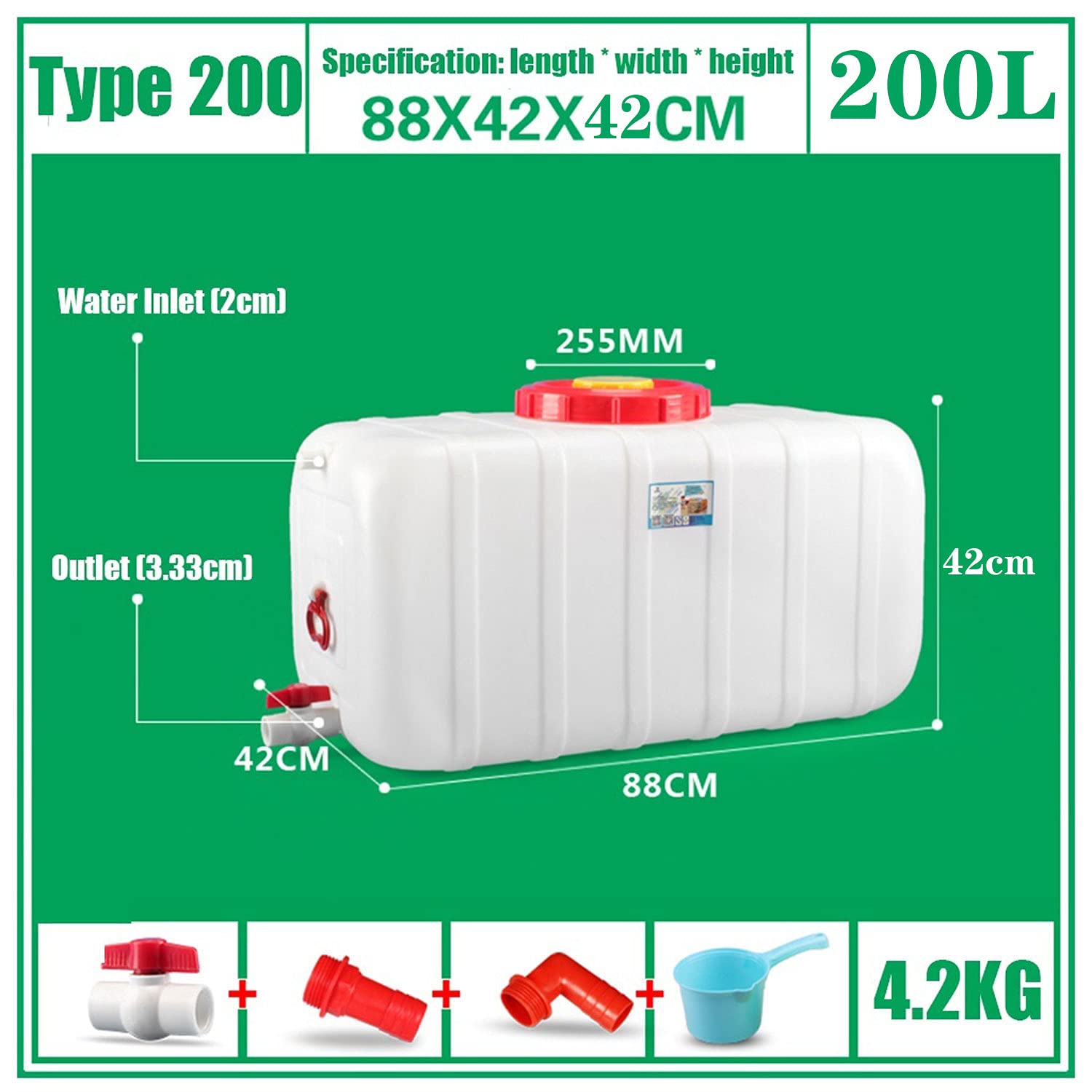 Große Vorratsbehälter Tragbarer Wassereimer Kunststoff Reise Desktop Container Regenwassersammlung Vorratsbehälter Outdoor Wasserspeicher für Camping Wandern Klettern(Size:200L)
