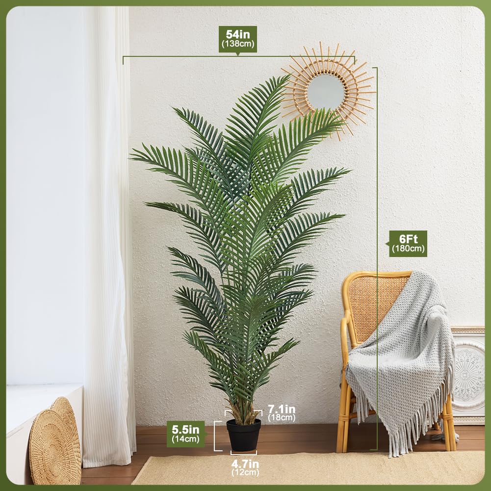 VeriNatural Künstliche Palme 180 cm - Kunstpflanze mit UV-Schutz,Fake Pflanze - Groß Deko Pflanze Perfekt für Innen Außen,Zimmerpflanze für Wohnzimmer, Balkon & Badezimmer 1Pack,VN125