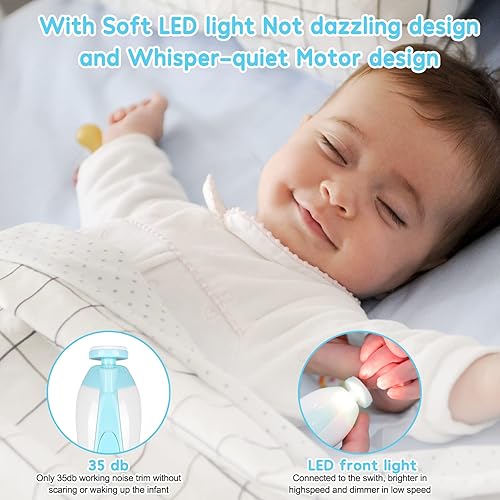 Miniatura 5 de Broca eléctrica para limas de uñas para bebé no daña las garras afiladas cortadora de seguridad 6 en 1 para dedos y dedos azul