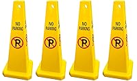 Vista 8 de Electriduct Cono de tráfico de cuatro caras No estacionamiento, letrero de pie amarillo (paquete de 2)