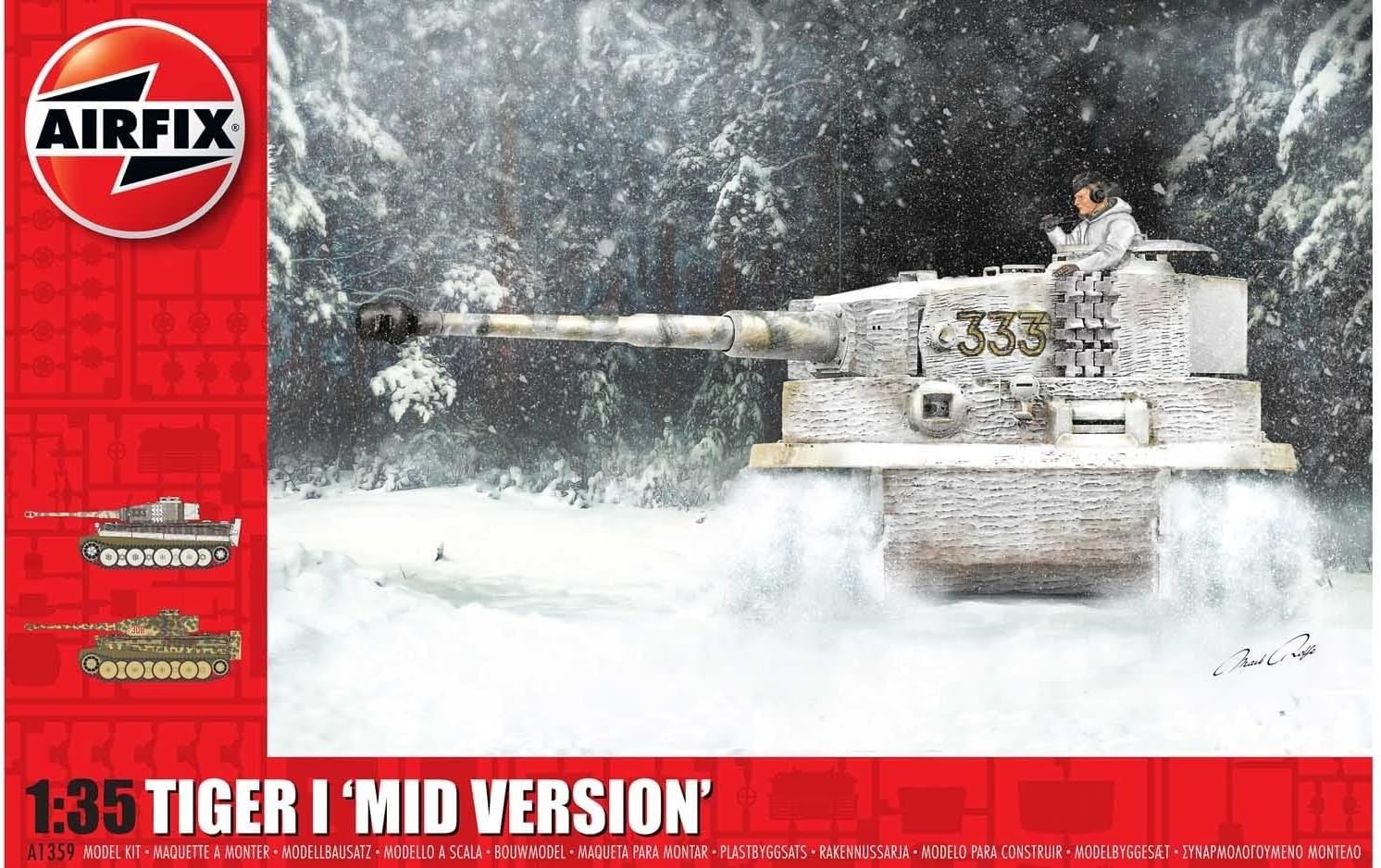 Airfix Tiger I Mid Version 1:35 WWII Military Tank Plastic Model Kit A1359