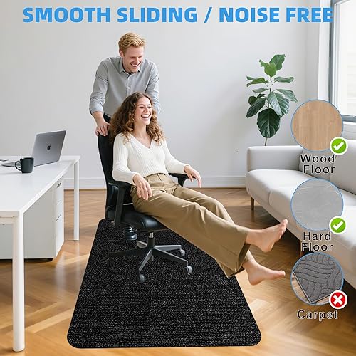 Miniatura 6 de Tapete para silla de oficina de 35 x 55 pulgadas, tapete para silla de escritorio para suelo de madera dura y azulejos, alfombra protectora de suelo