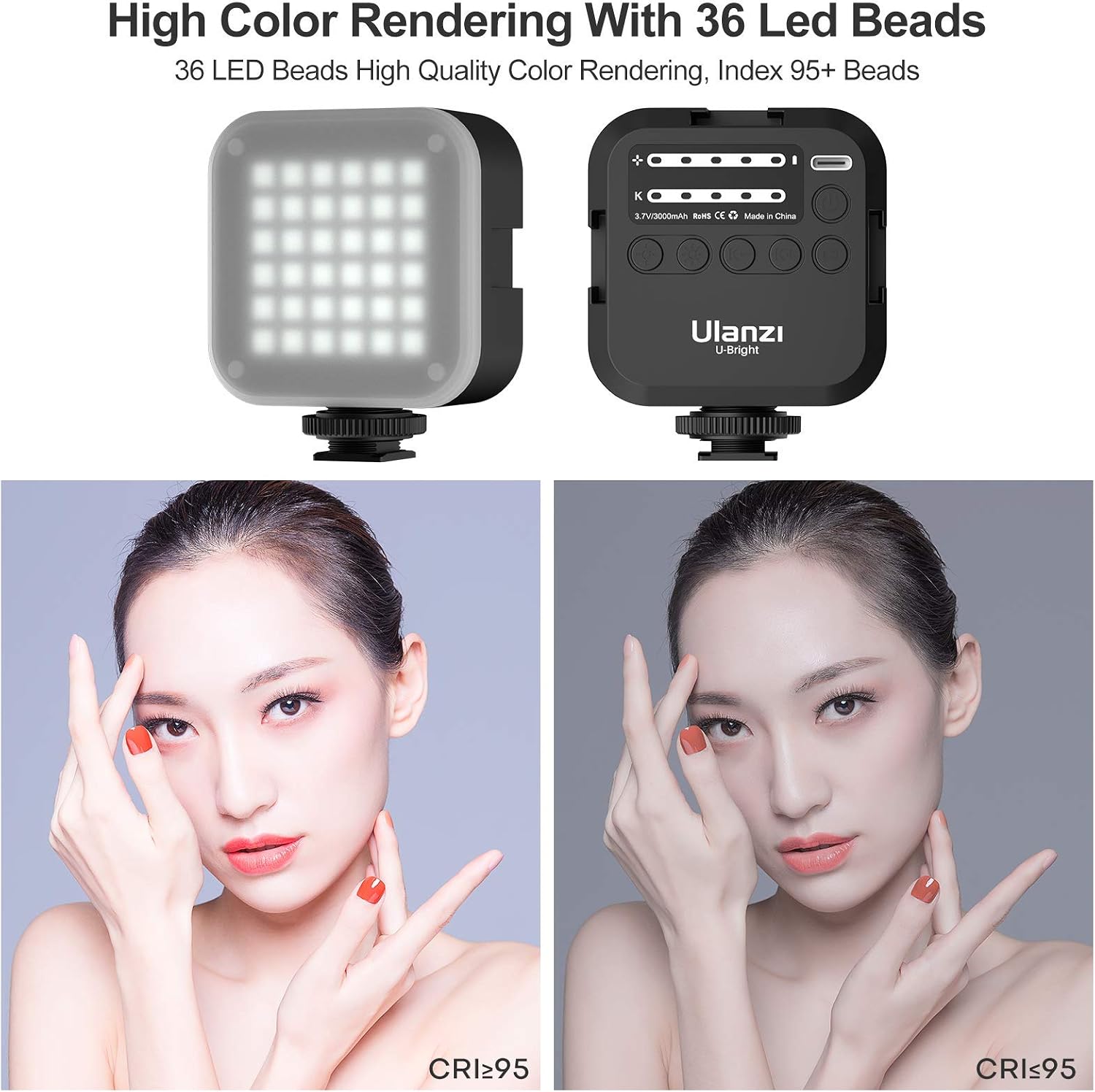 Ulanzi U-Bright LED Video Light on Camera with Tripod, Portable Photography Lighting Kit Photo Studio Fill Lamp with 6 Color Filters, CRI95+ 2700K-6500K Bicolor Dimmable 3000mAh Rechargeable Battery