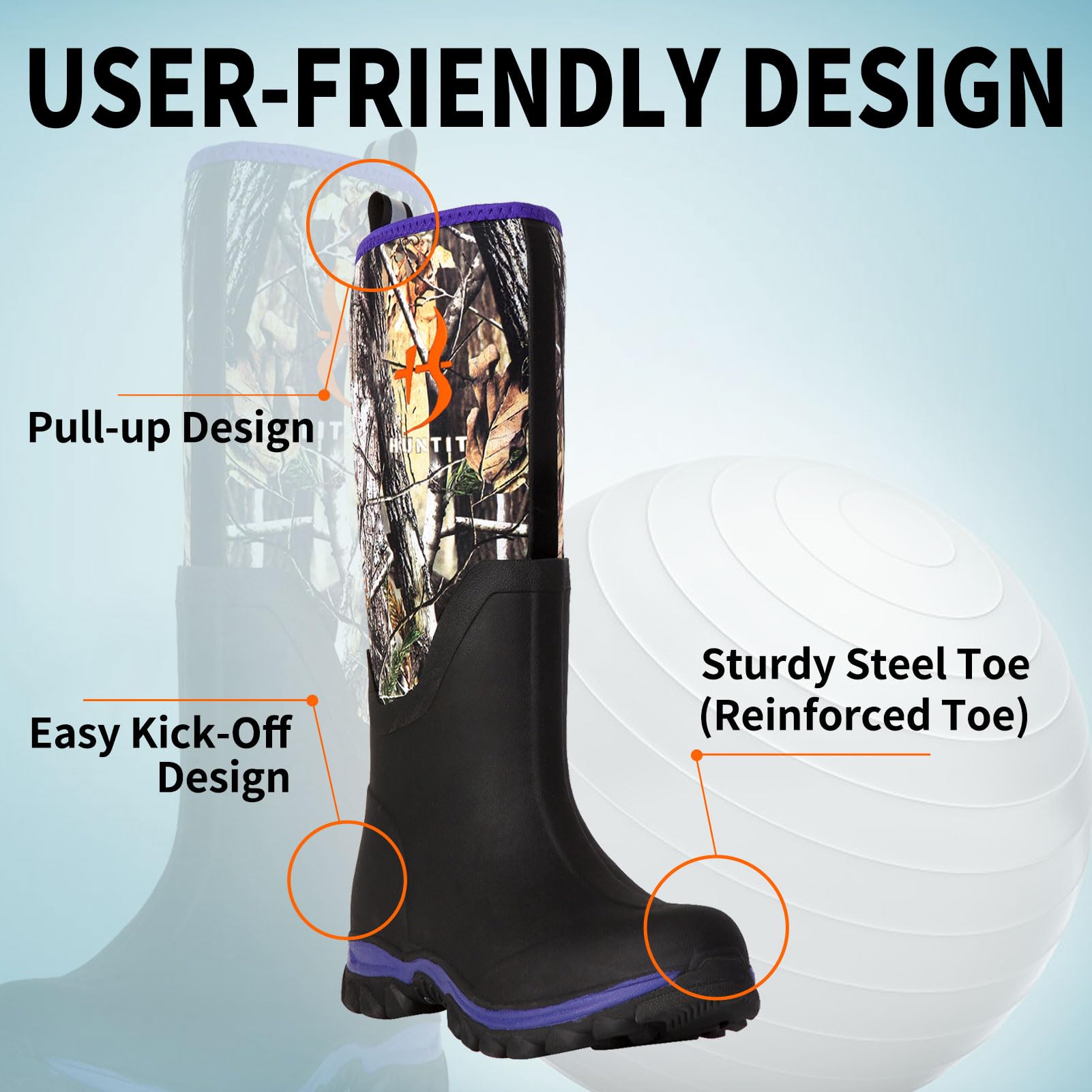 HUNTIT Gummi Jagd Boost für Frauen Isolierte Gummistiefel Wasserdichte Frauen Jagd Stiefel 6mm Neopren Outdoor Camo Stiefel