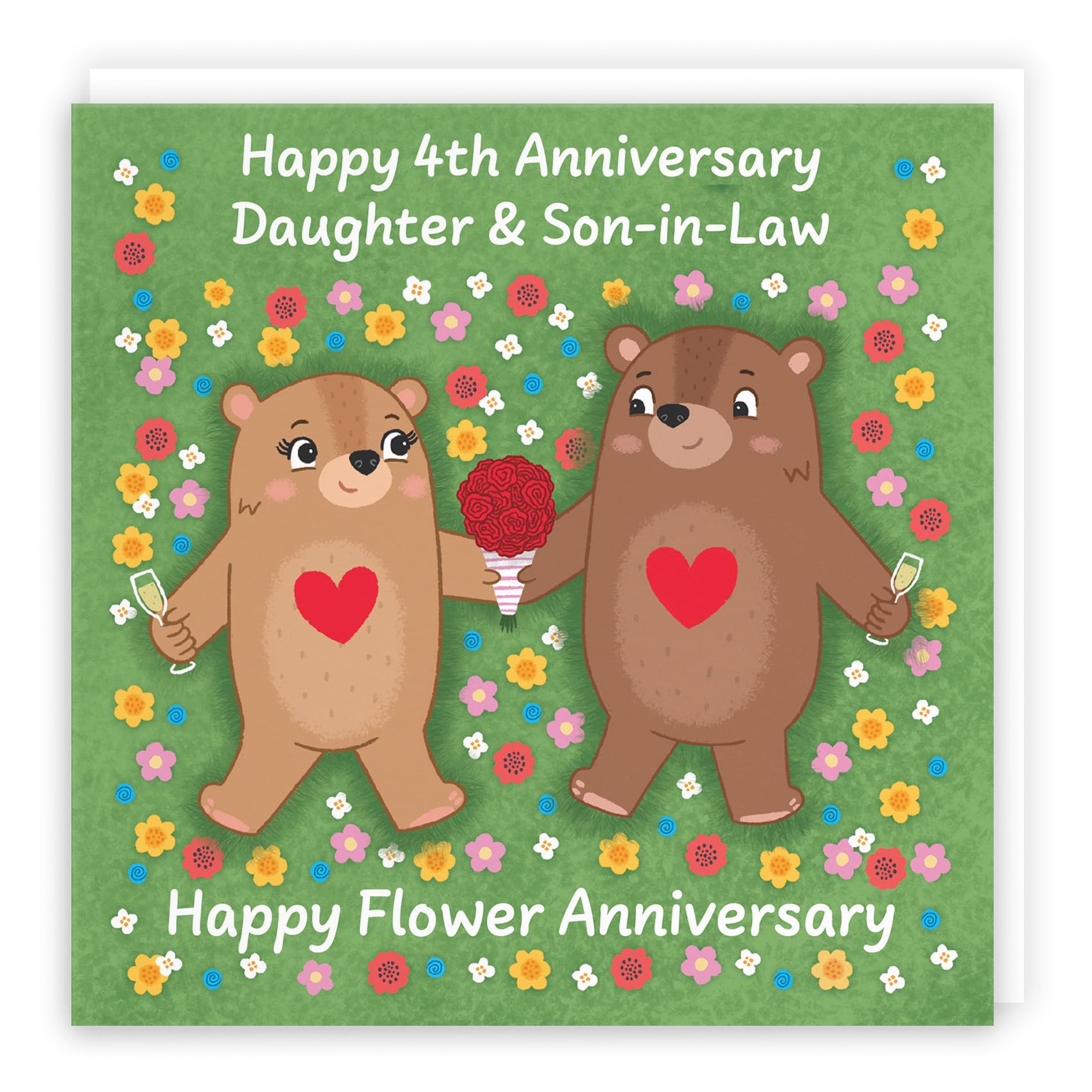 Hunts England, Daughter And Son In Law 4th Anniversary Card, Flower Anniversary, Fourth Anniversary, 4 Years