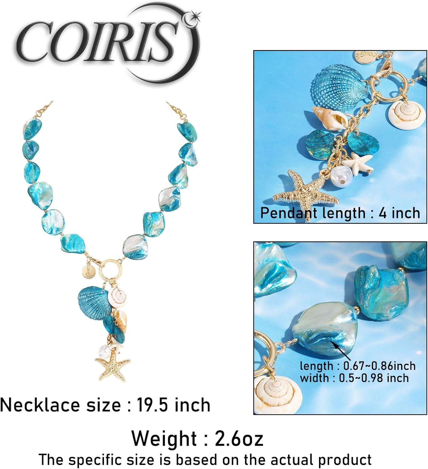 Coiris Natural Seashell Choker Necklaces Earrings Jewelry Set for Women Starfish Shell Freshwater Pearl Collar Necklaces for Women Irregular Mother of Pearl Jewelry Set - Image 8