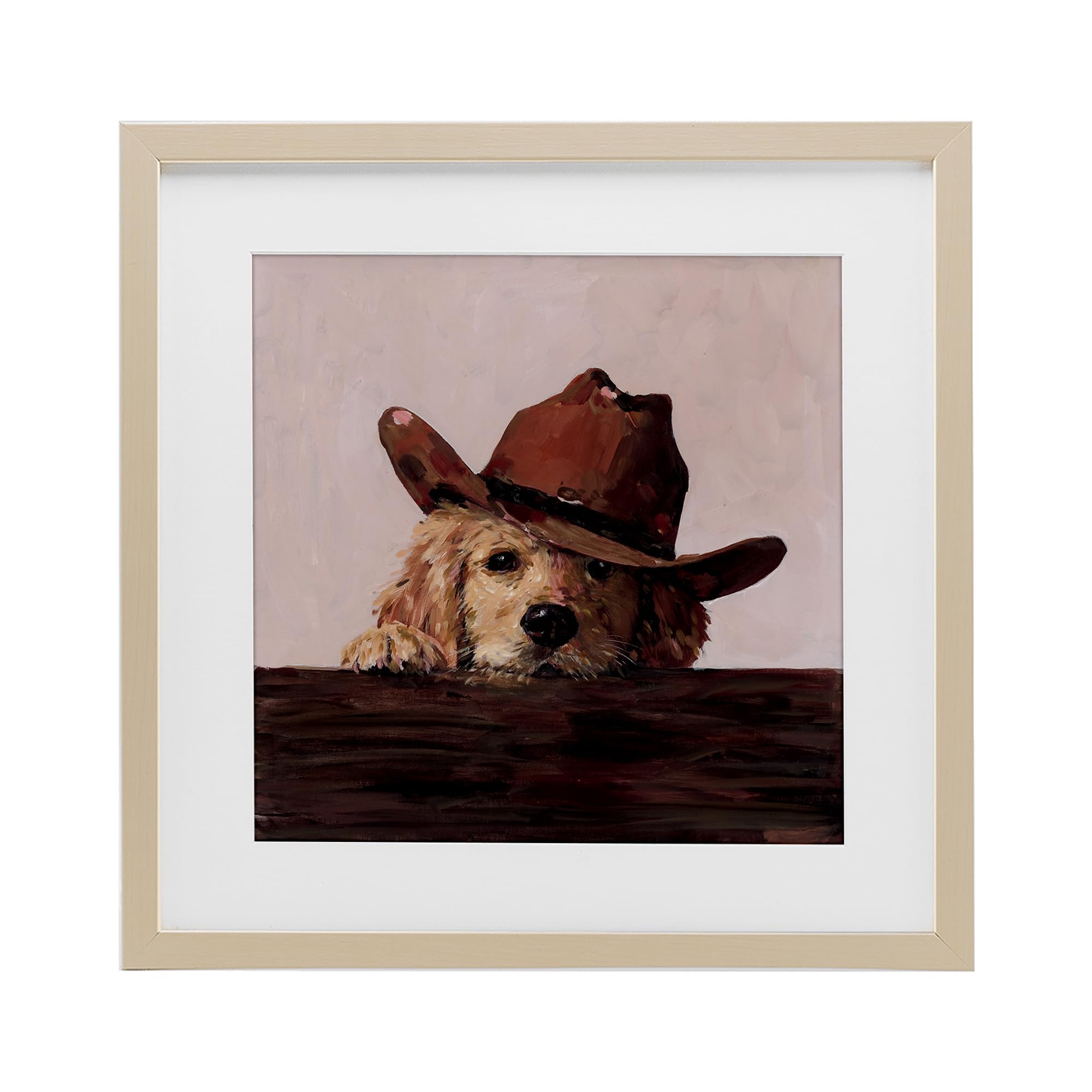 Stupell Industries Peeking Cowboy Dog Birch Framed Print Under Glass, design by Studio Bautista, 16 x 16
