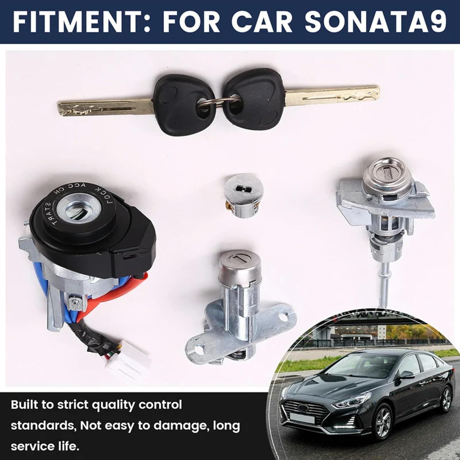 Full Car Lock Cylinder Driving Door Lock Cylinder + Ignition Lock Switches for Hyundai Sonata 9